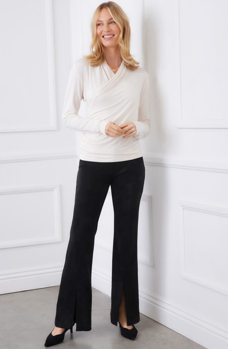 Karen Kane Crossover Ruched Top, Alternate, color, Ecru