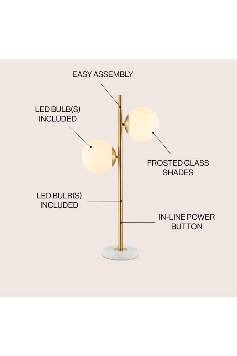 Amelie 28" 2-Light Coastal Vintage Iron LED Table Lamp, Brass Gold/White, Alternate, color, Brass Gold