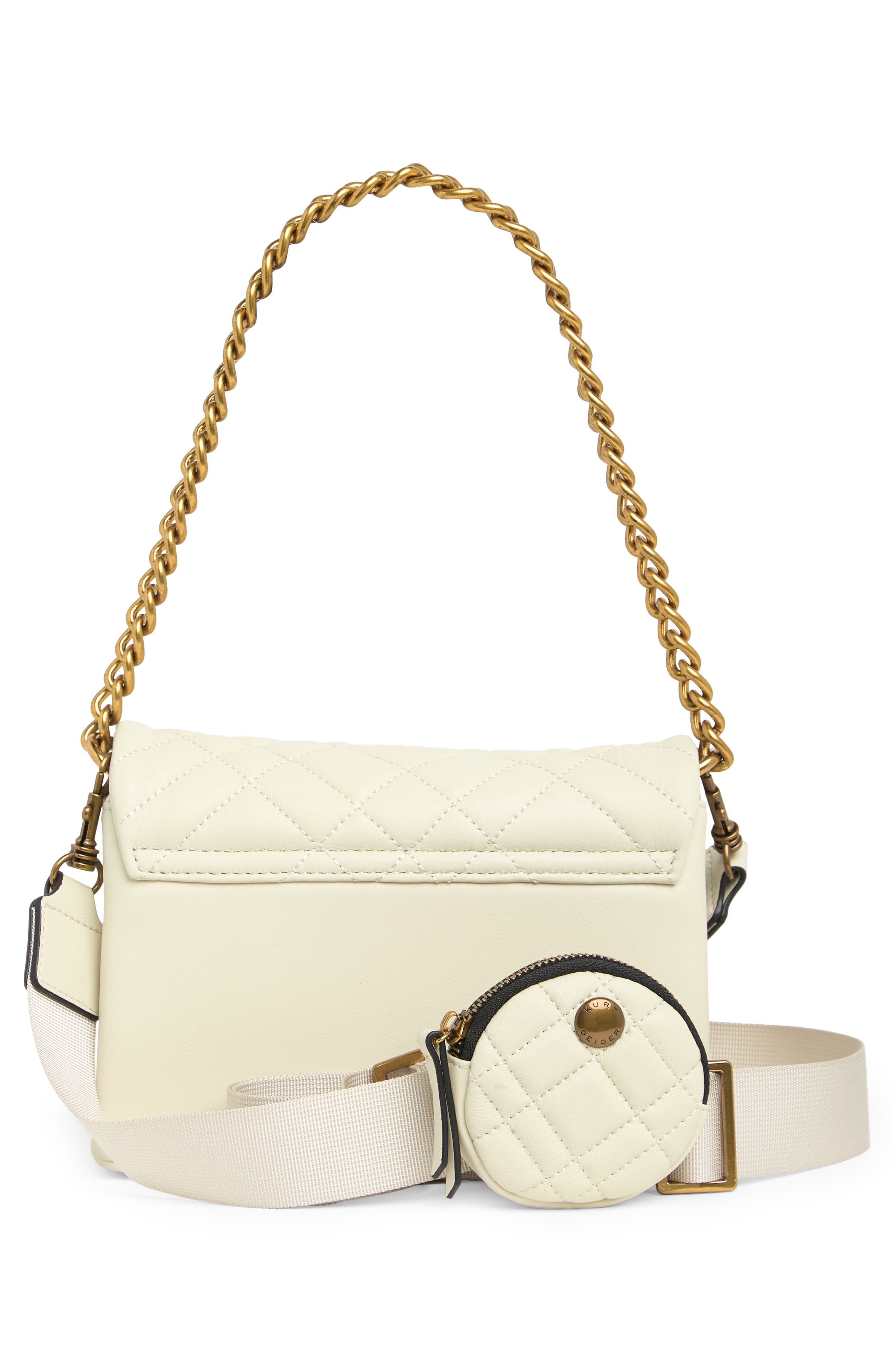 Kurt Geiger London Brixton Lock Convertible Crossbody Bag, Alternate, color, Bone