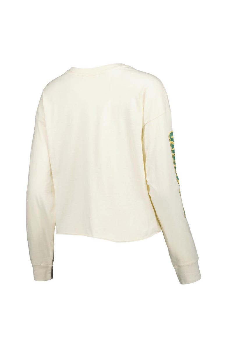 '47 Women's '47 Cream Green Bay Packers Brush Back Parkway Cropped Lightweight Long Sleeve T-Shirt, Alternate, color, 
