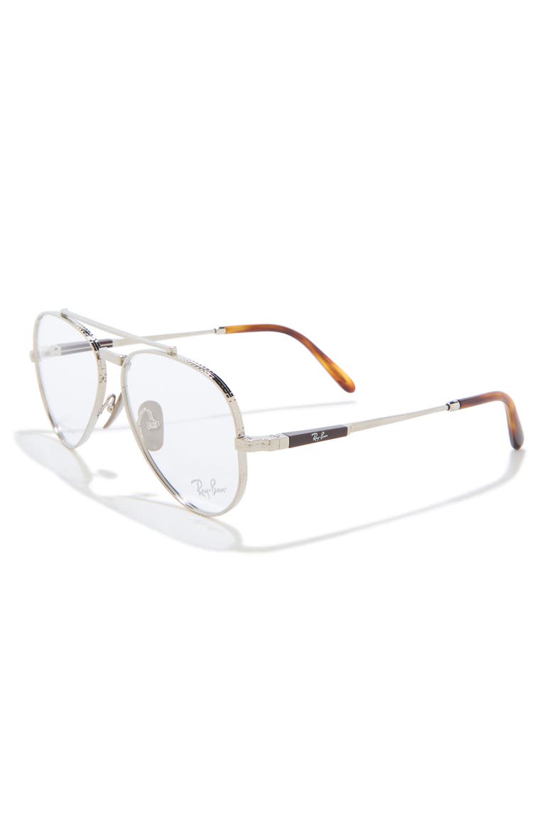 Aviator 55mm Titanium Optical Glasses, Alternate, color, SILVER