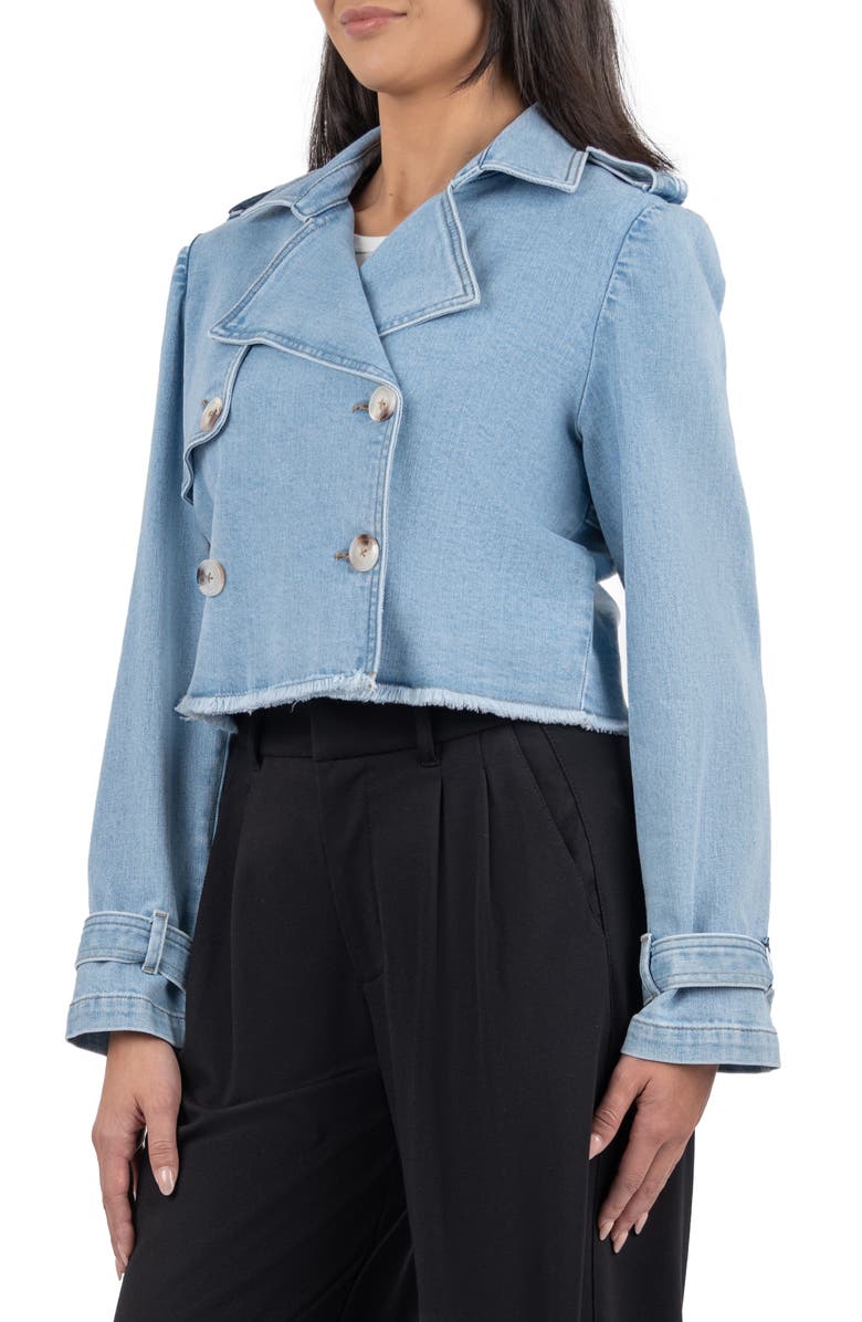 KUT from the Kloth Ophelia Double Breasted Crop Denim Jacket, Alternate, color,