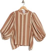 Nordstrom Stripe Balloon Sleeve Button-Up Shirt