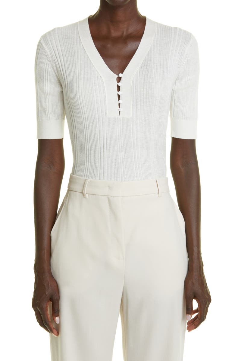 Max Mara Alacre Rib Silk & Wool Top, Main, color,