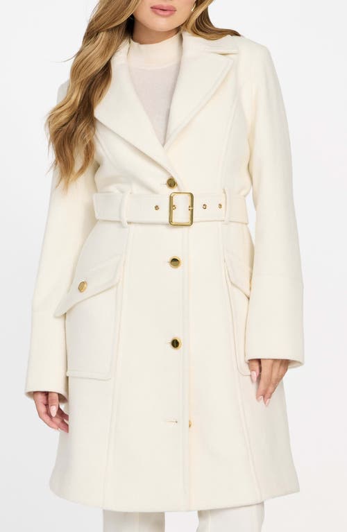 Marciano Alice Belted Coat With Removable Faux Fur Collar In White