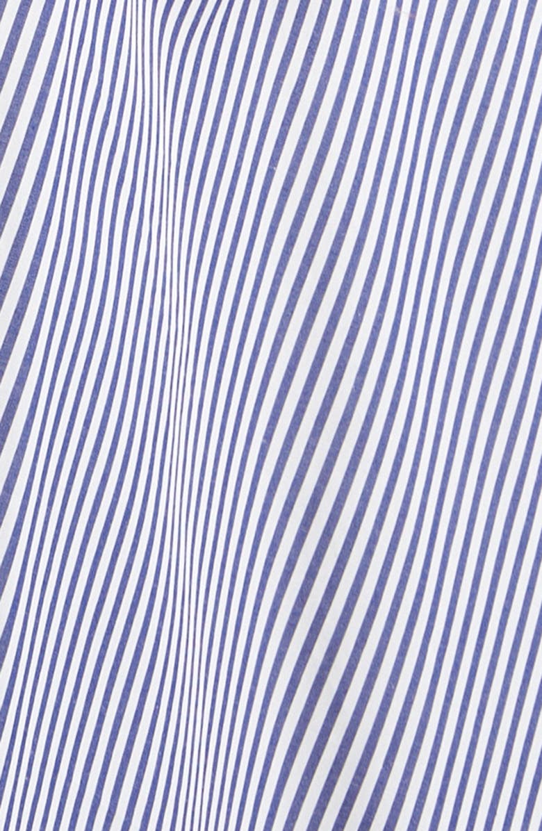 Carolina Herrera Stripe Tiered Ruffle Sleeve Belted Poplin Shirtdress, Alternate, color, White/ Blue