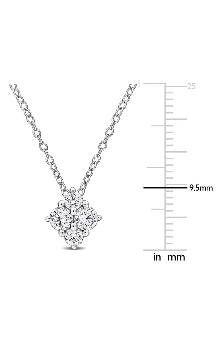 Created Forever Sterling Silver Lab Grown Diamond Quartet Pendant Necklace, Alternate, color, White