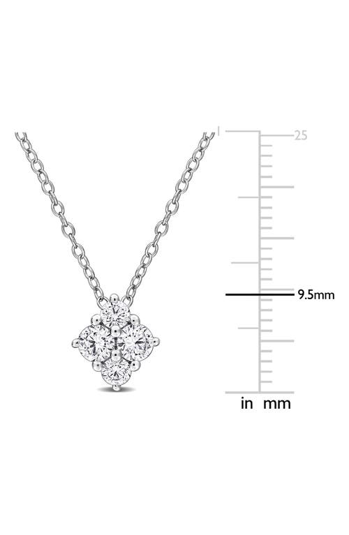 Created Forever Sterling Silver Lab Grown Diamond Quartet Pendant Necklace In White