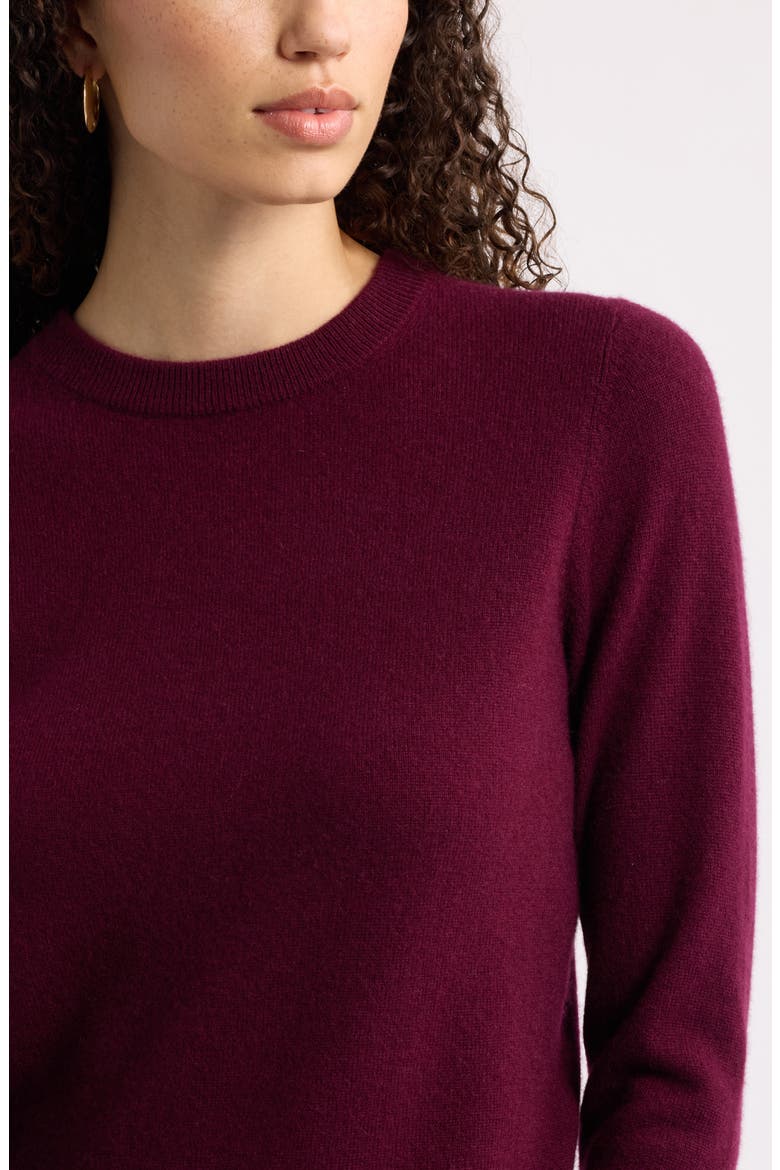 Shrunken Cashmere Crewneck Sweater, Alternate, color, BURGUNDY FIELD