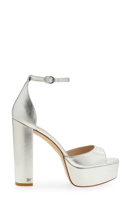 Stuart Weitzman Pamela Metallic Platform Sandal In Silver