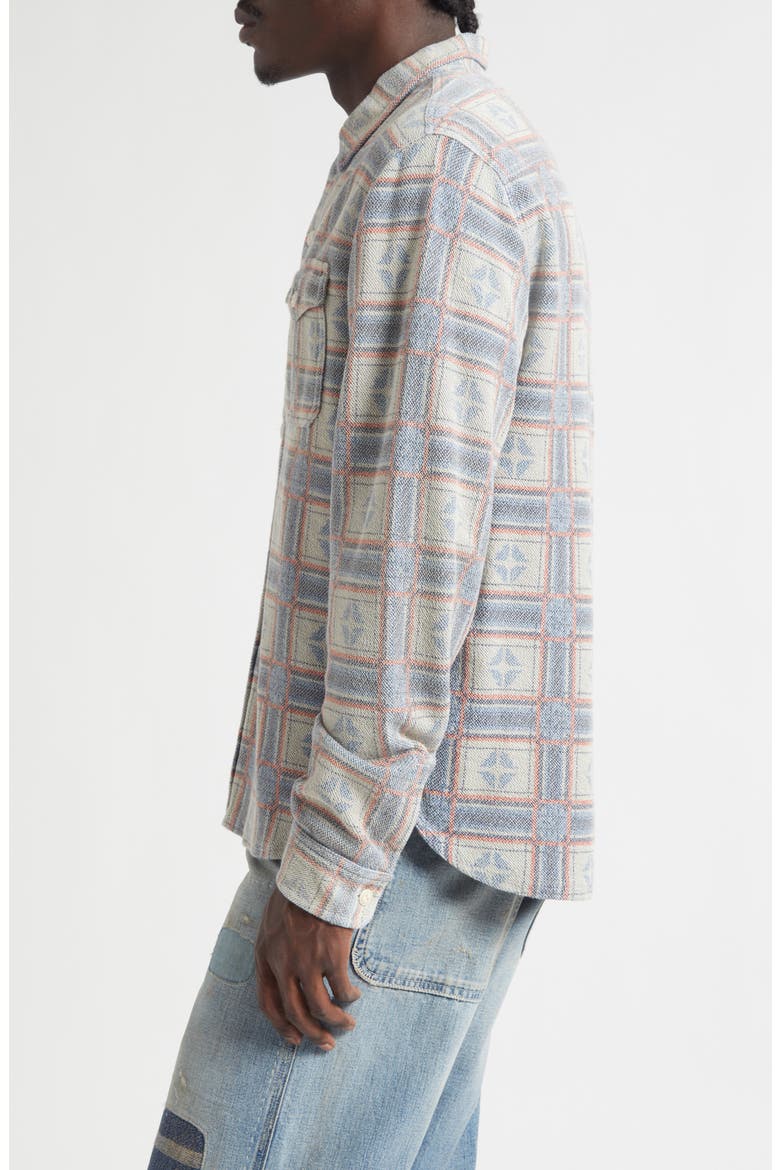 Reverse Print Terry Cloth Button-Up Work Shirt, Alternate, color, WHITE/ MULTI