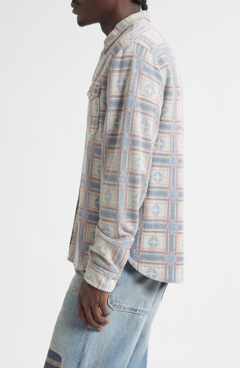 Double RL Reverse Print Terry Cloth Button-Up Work Shirt, Alternate, color, White/ Multi