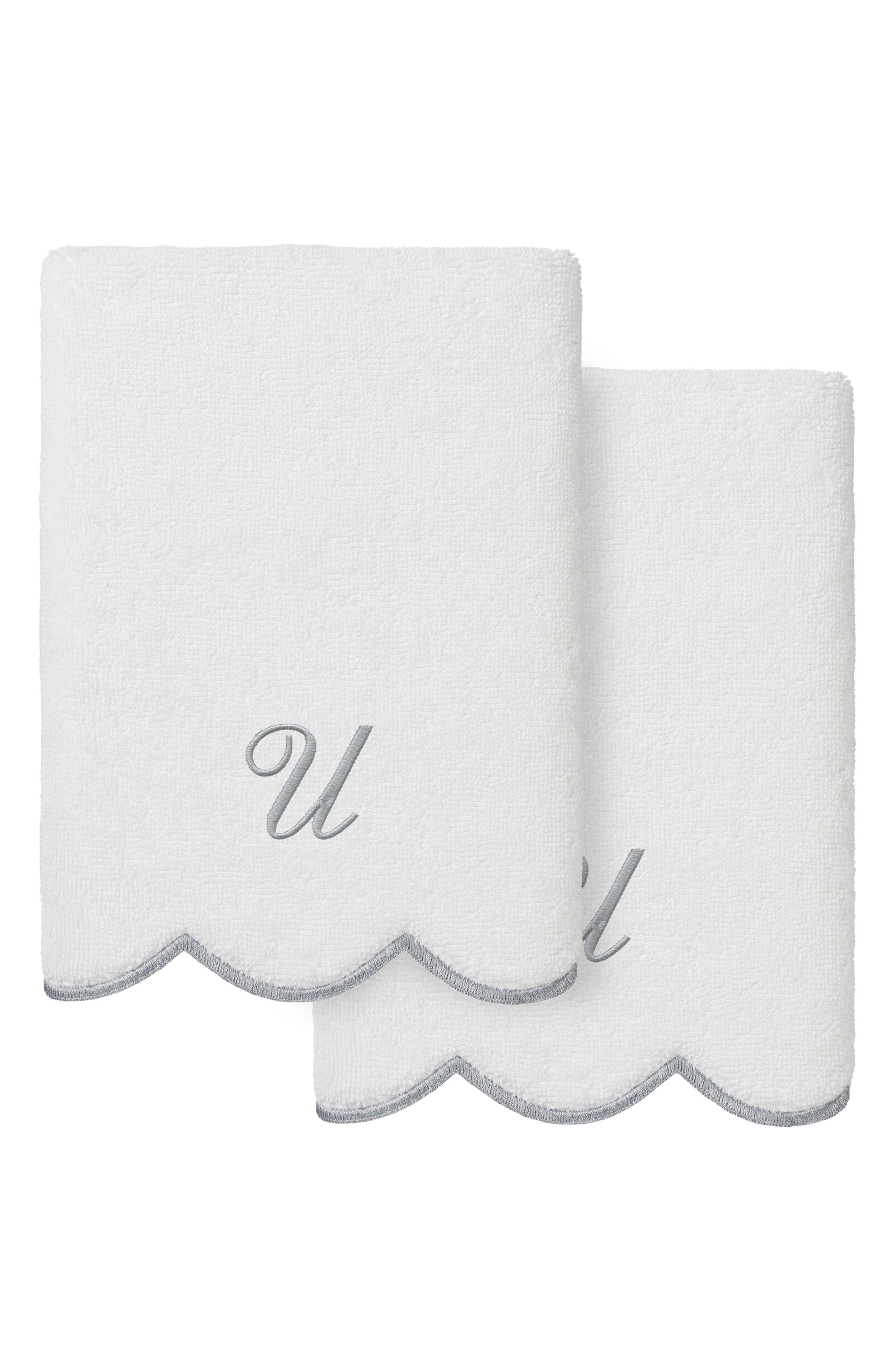 Scallop Personalized Monogram 2-Piece Hand Towel Set