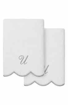 Scallop Personalized Monogram 2-Piece Hand Towel Set