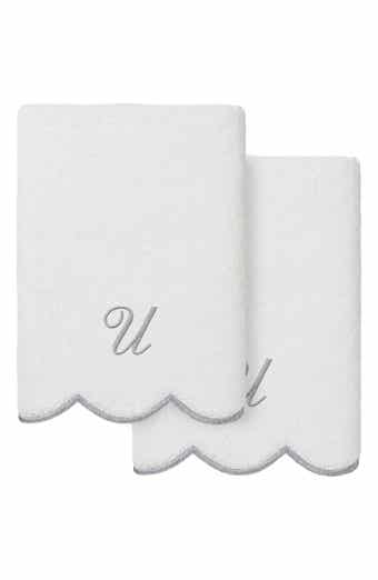 Scallop Personalized Monogram 2-Piece Hand Towel Set