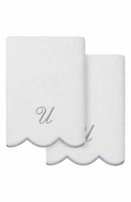 Scallop Personalized Monogram 2-Piece Hand Towel Set