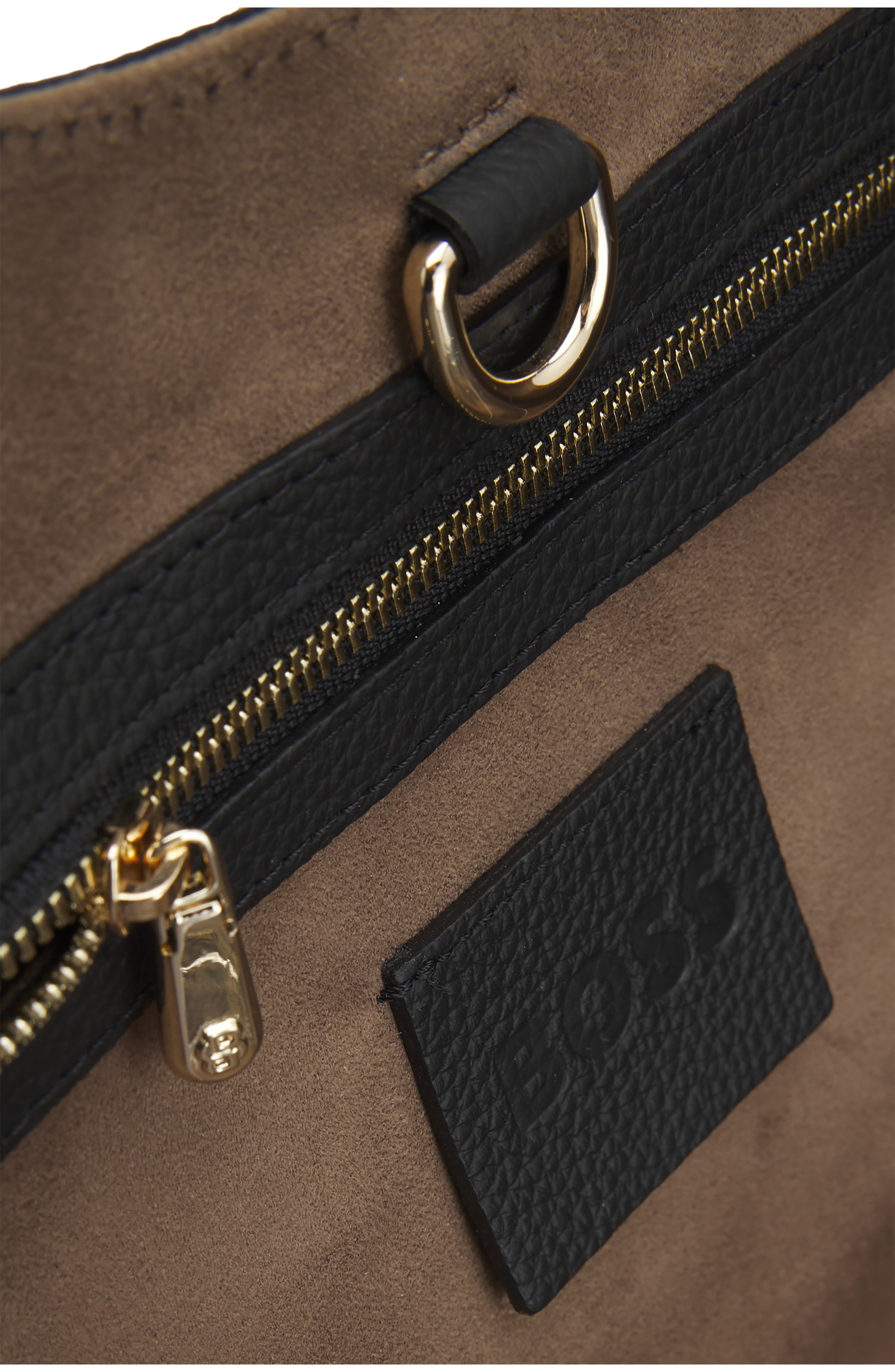 HUGO Lenah Leather Tote, Alternate, color, Black