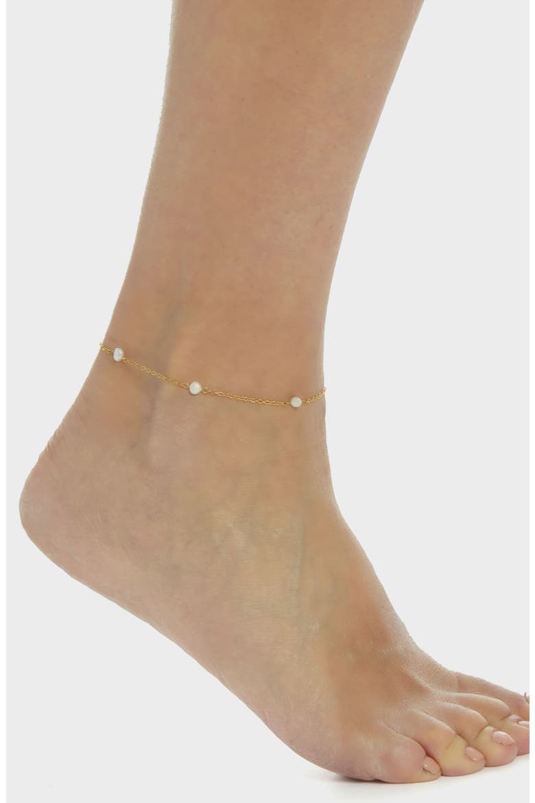 Freshwater Pearl Station Anklet, Alternate, color, GOLD