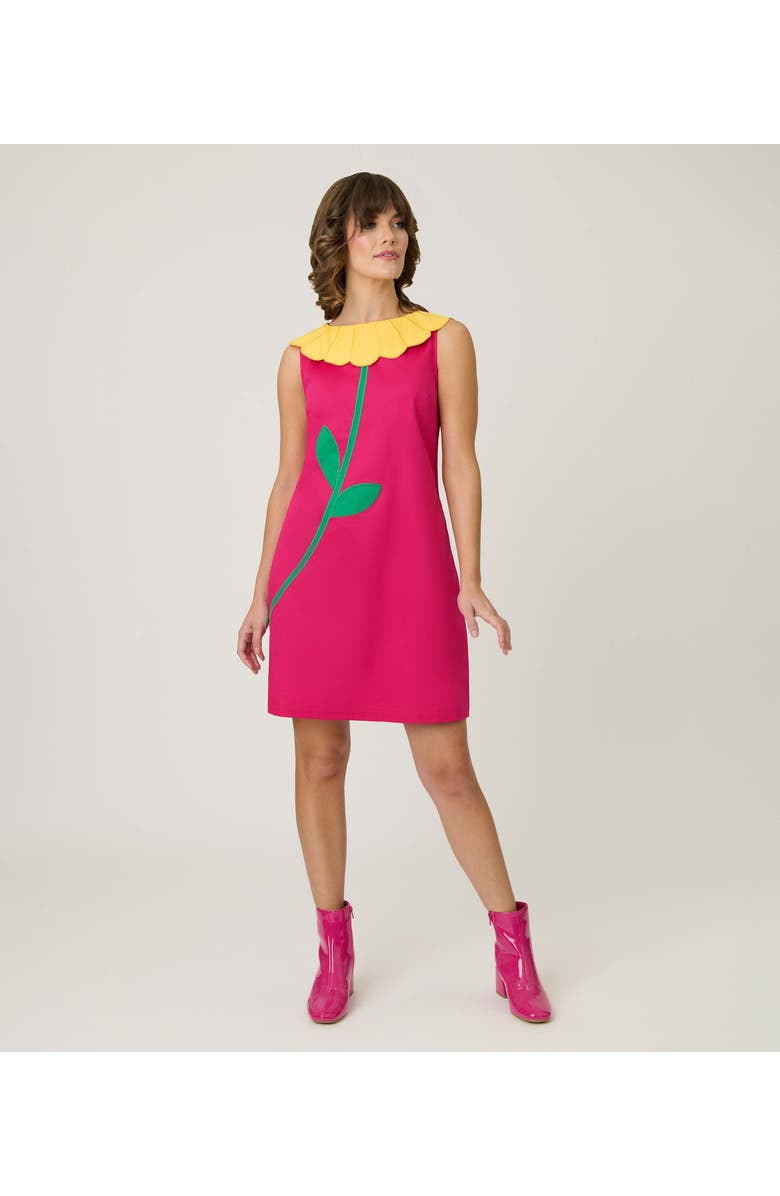Smak Parlour Petal Collar Shift Dress, Alternate, color, Hot Pink Daisy Collar