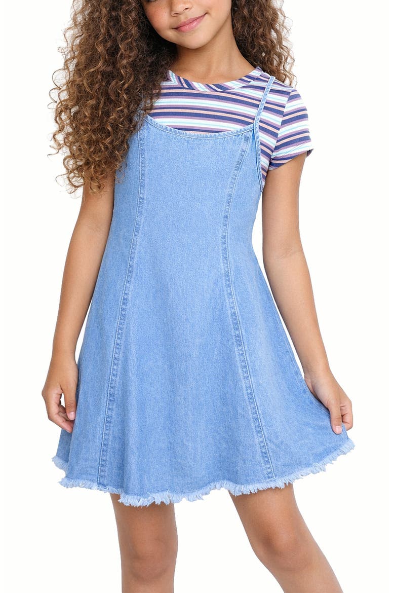 Kids' Striped T-Shirt & Denim Dress Set, Alternate, color, DENIM MULTI