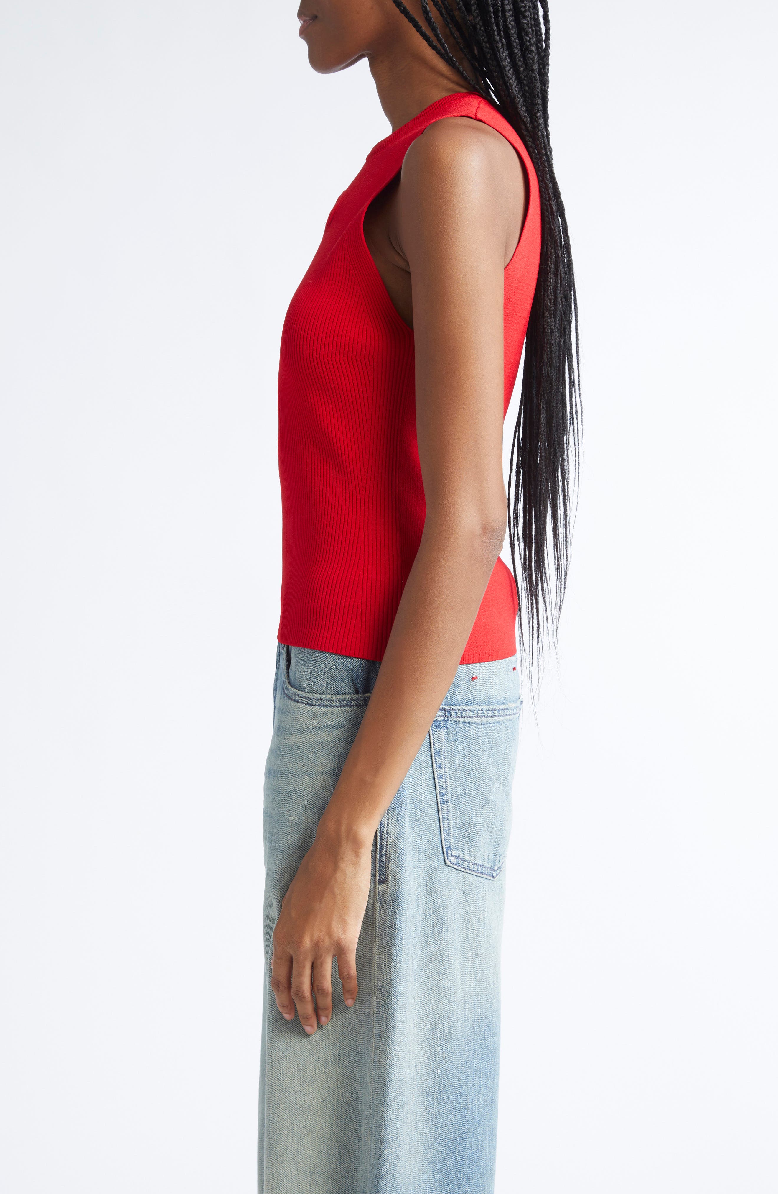 DIESEL® M-Caddix-Top Logo Cutout Sleeveless Rib Top (Women) | Nordstromrack