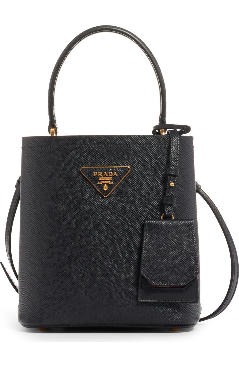 Prada Small Saffiano Leather Bucket Bag, Main, color,