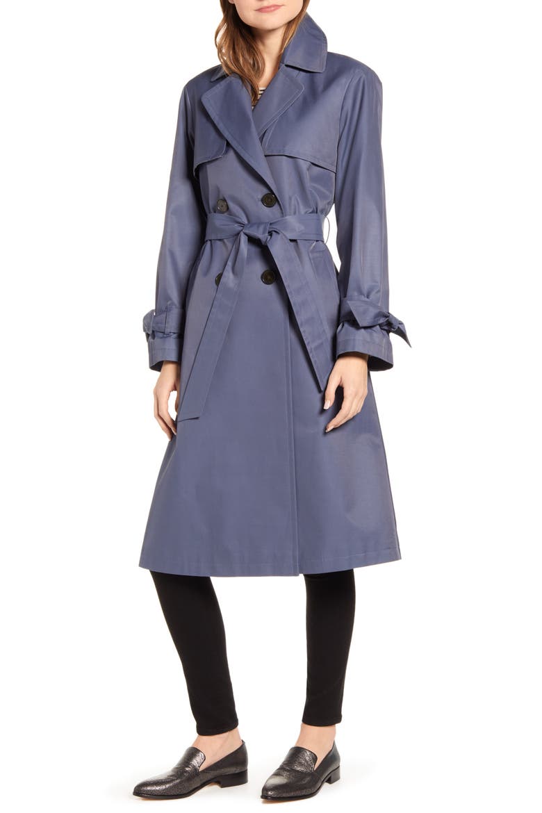 Double Breasted Trench Coat, Main, color, BLUE