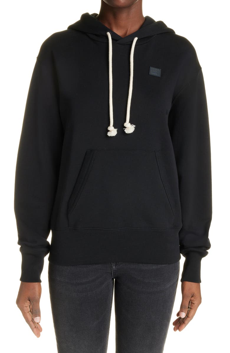 Acne Studios Fairah Face Patch Cotton Hoodie, Main, color, 