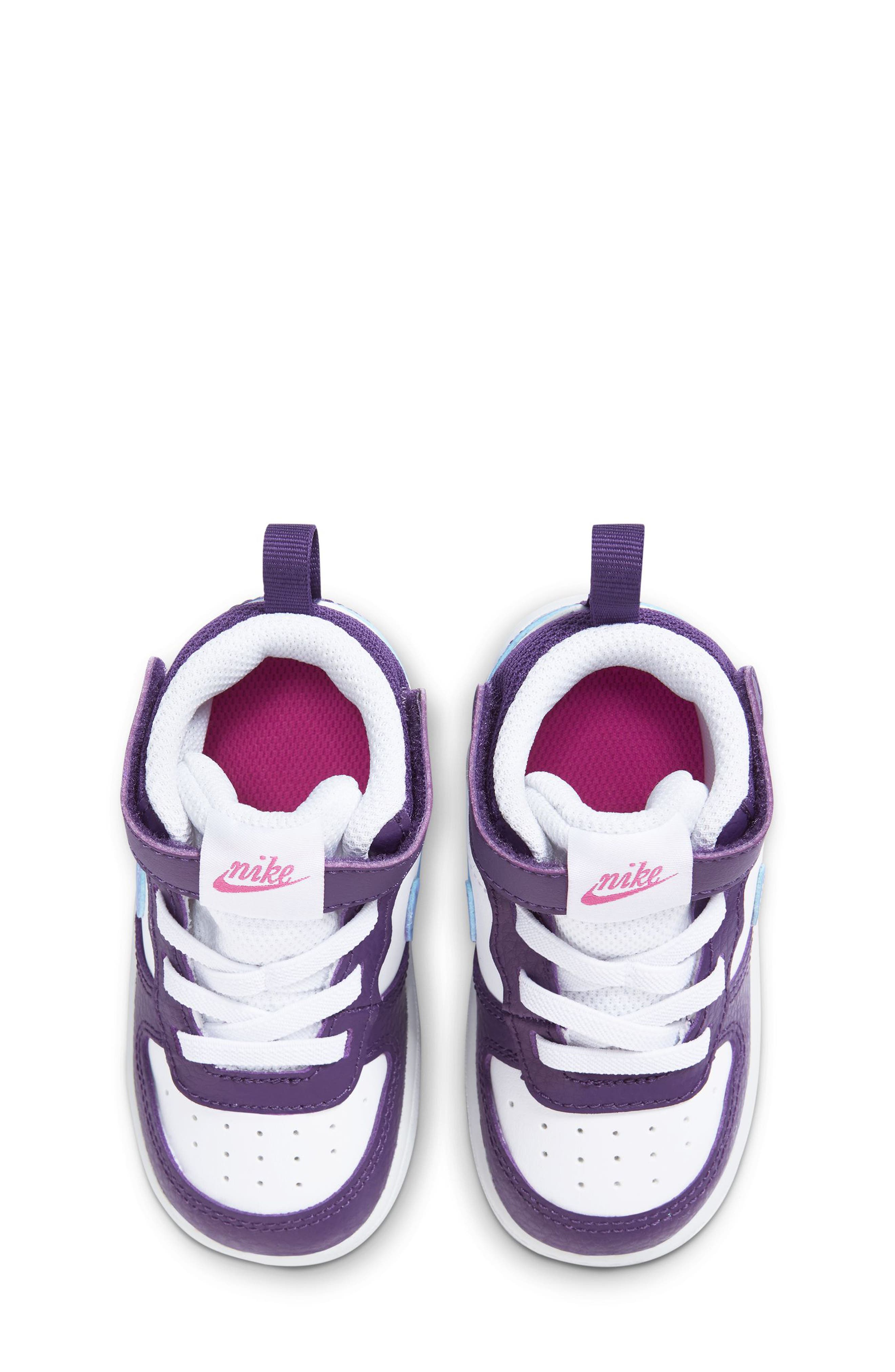 Nike Kids' Court Borough Mid 2 Sneaker, Alternate, color, White/ Royal Pulse/ Eggplant