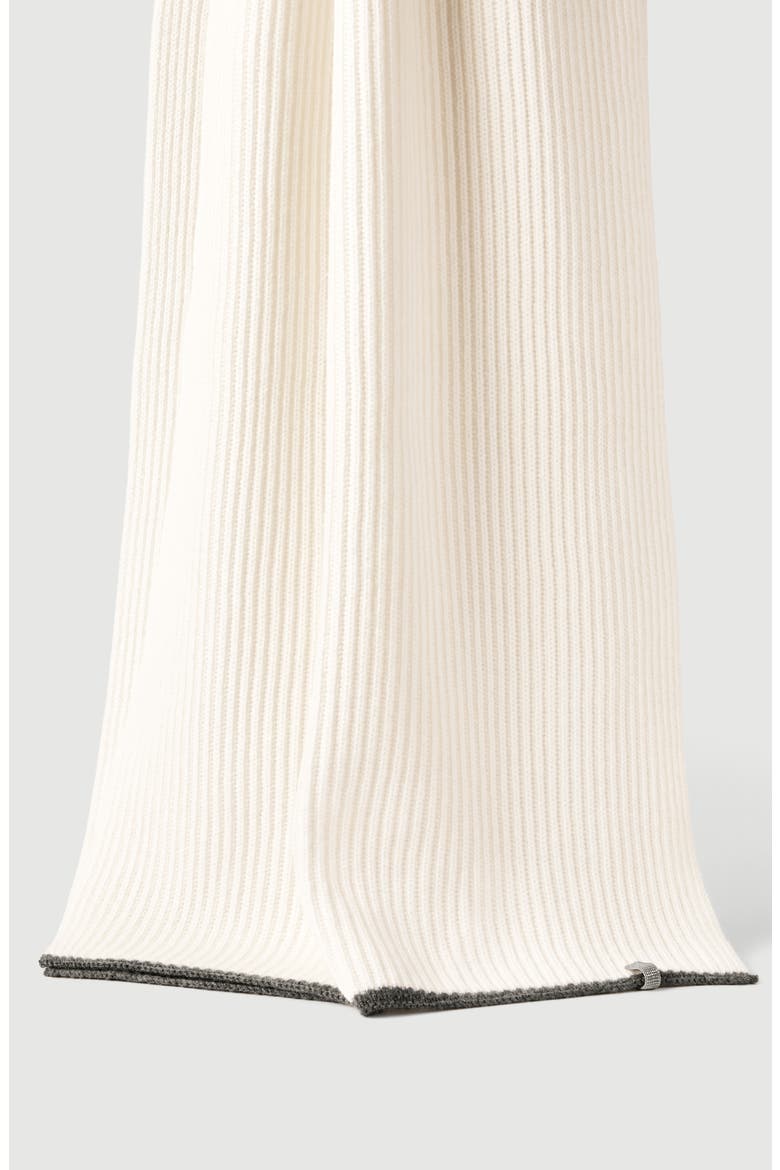Cashmere English rib knit scarf with monili, Main, color, Panama