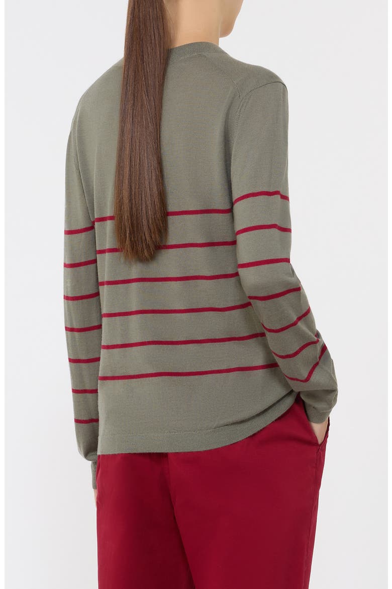 Dolmen Placed Stripe Wool & Cashmere Sweater, Alternate, color, HORN GREY GREEN