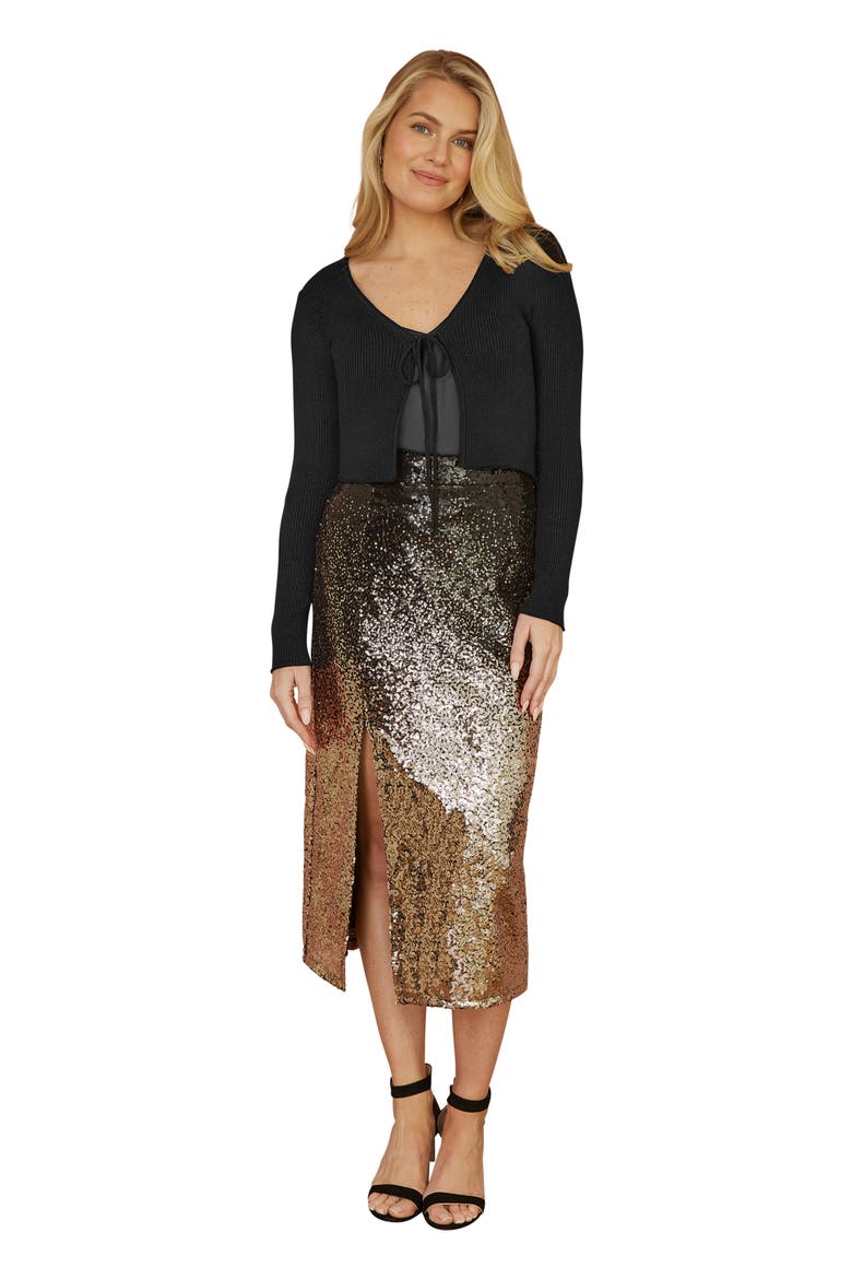 Metallic Rib Knit Bolero, Main, color, Black