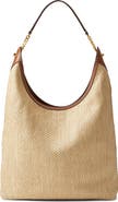 Veronica Beard Jour Raffia & Leather Shoulder Bag
