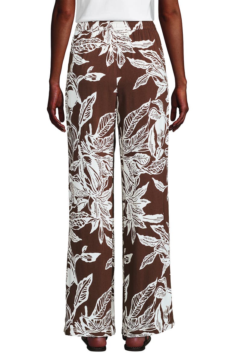Lands' End Rayon High Rise Wide Leg Pants - Set Bottom, Alternate, color, Bark/Vanilla Etched Leaves