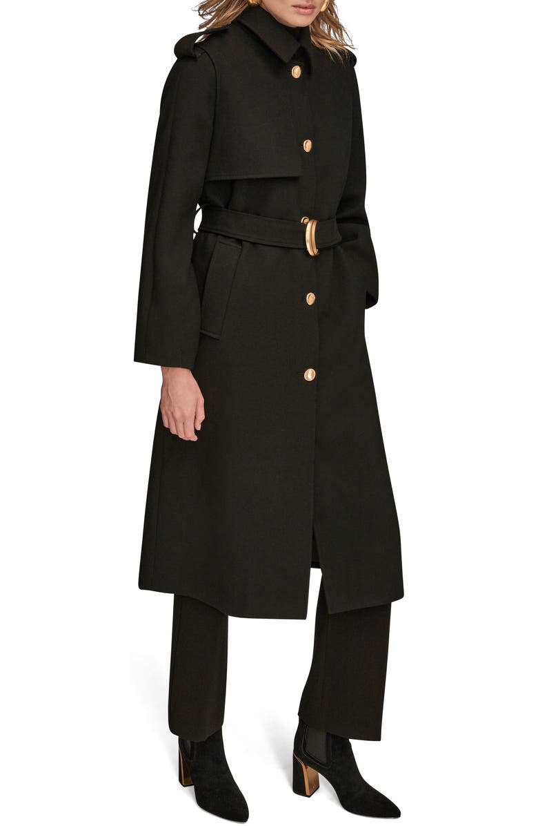 Donna Karan New York Modern Crepe Trench Coat, Alternate, color, Black