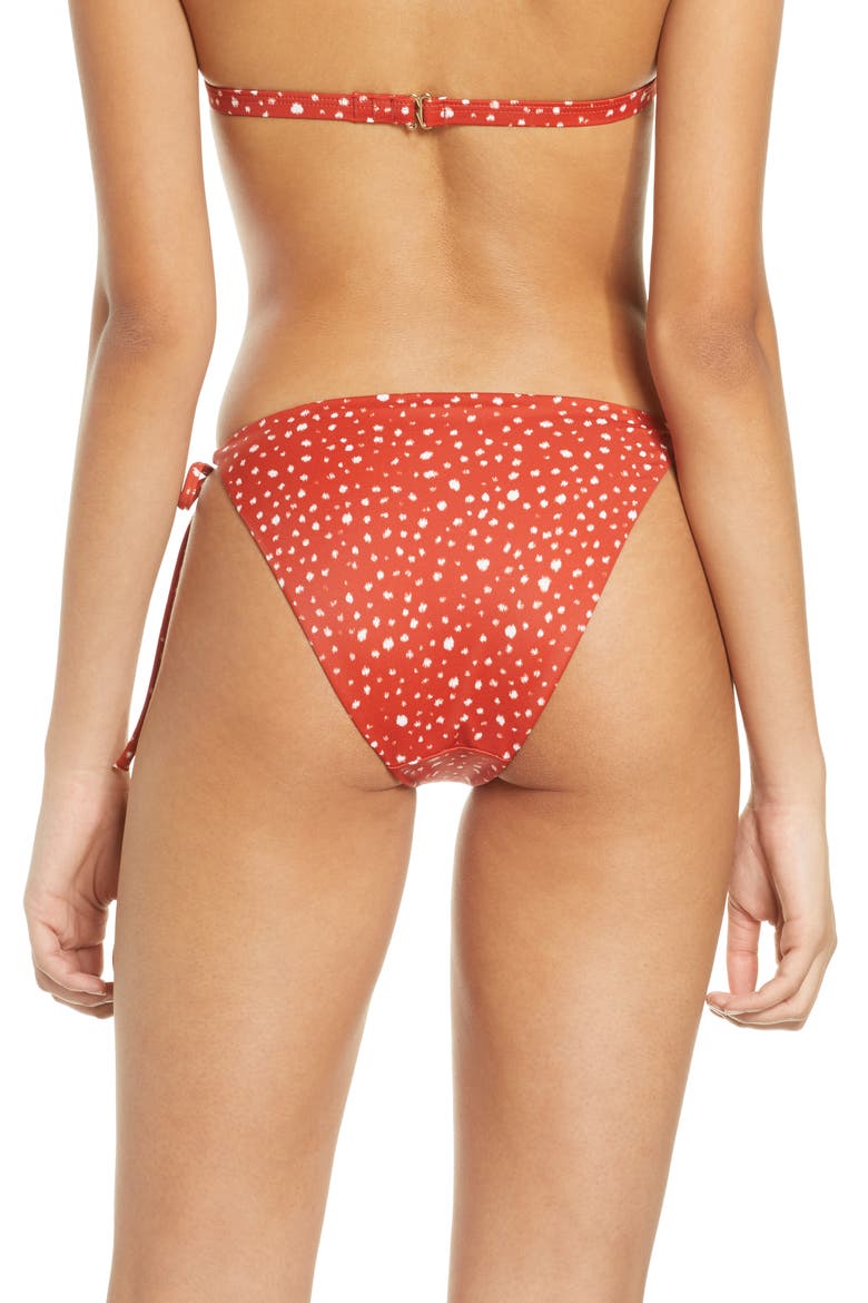 Side Tie Swim Bottoms, Alternate, color, RED PERSIMMON FEATHERED DOTS
