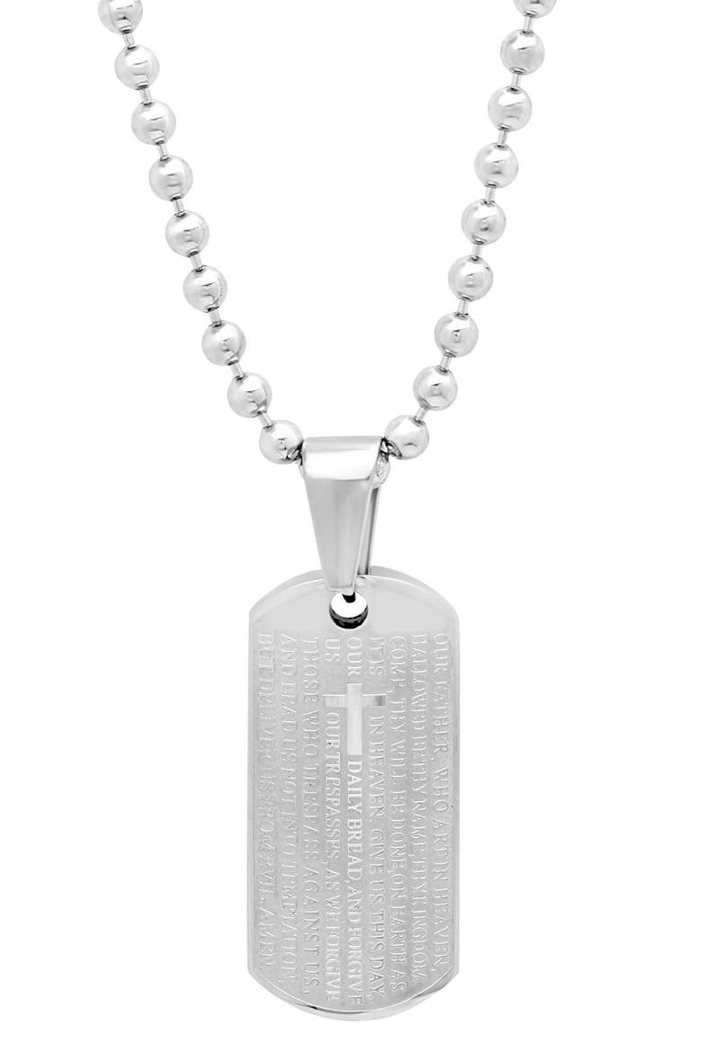 Lord's Prayer Dog Tag & Ring Pendant Necklace, Alternate, color, SILVER