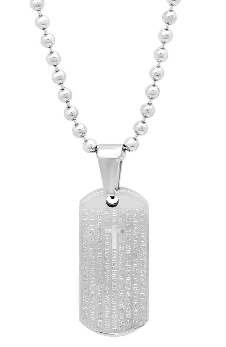STEELTIME Lord's Prayer Dog Tag & Ring Pendant Necklace, Alternate, color, Silver