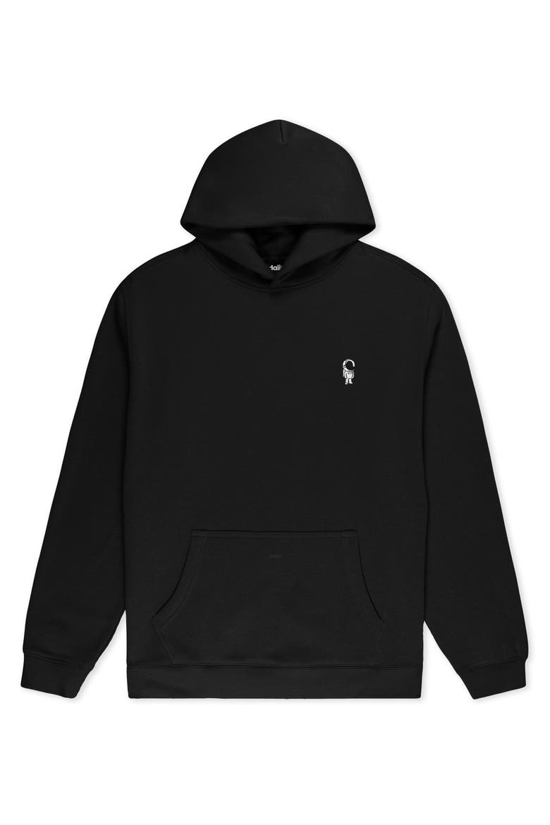 Astronaut Relaxed Midweight Fleece Pullover Hoodie, Main, color, Black