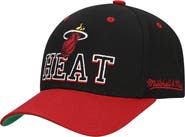 Mitchell & Ness Men's Mitchell & Ness Black/Red Miami Heat Backside Script Two-Tone Pro Crown Adjustable Hat