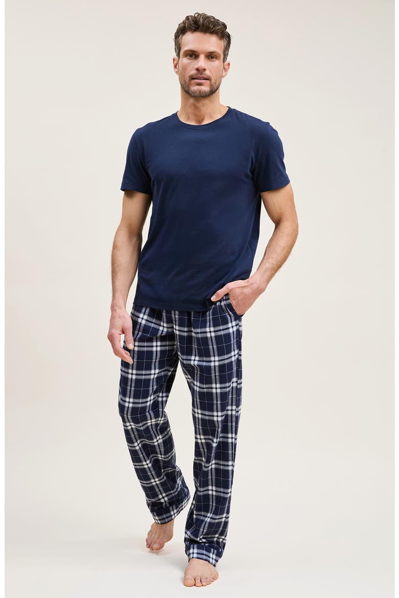 Oxford Tartan Cotton Twill Pants, Alternate, color, NAVY
