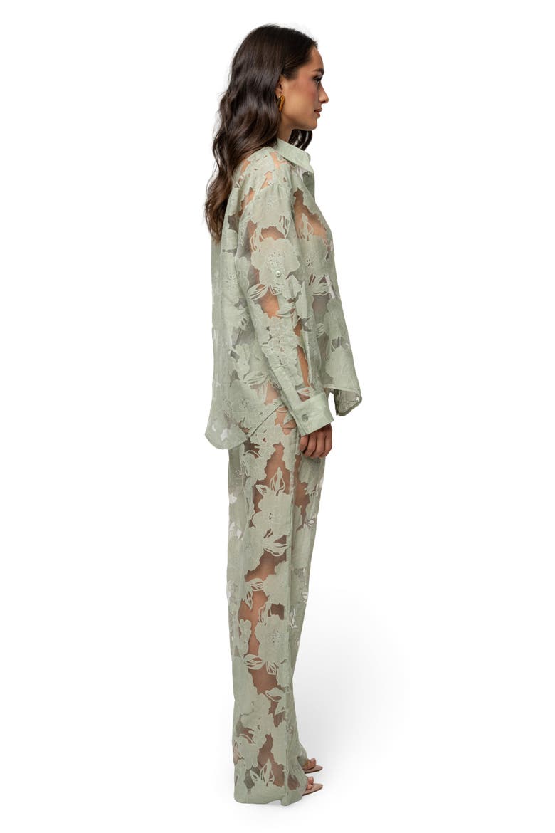 Organza Floral Blouse, Alternate, color, Sage