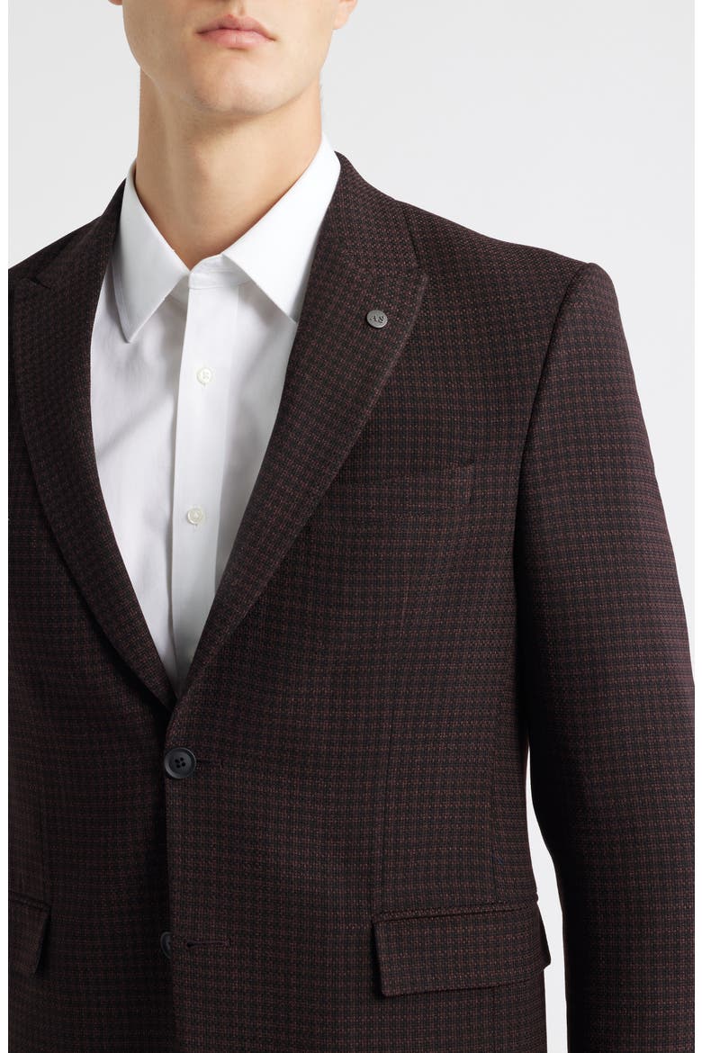Rawdon Slim Fit Burgundy Microcheck Textured Peak Lapel Sport Coat, Alternate, color, BURGUNDY