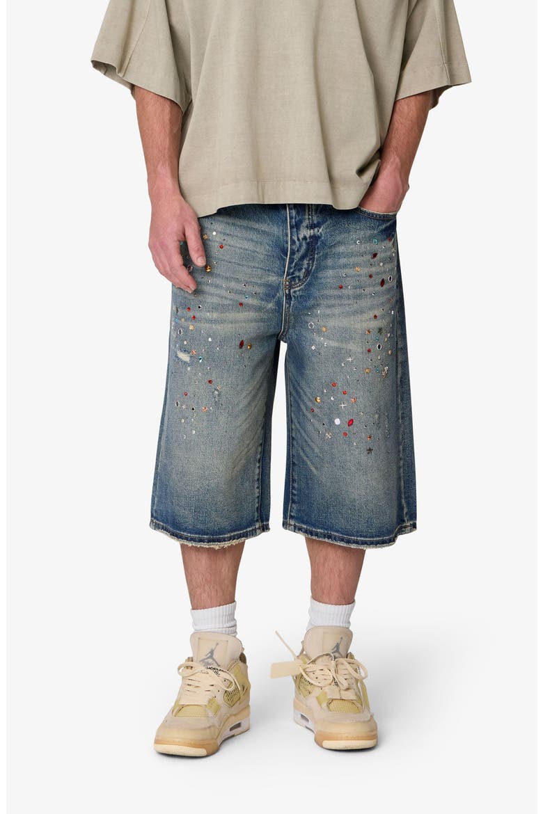 Ultrabaggy Embellished Denim Shorts, Alternate, color, BLUE