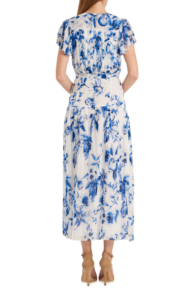 ML Monique Lhuillier Floral Pleated Tea Length Dress, Alternate, color,