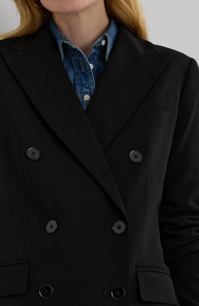Lauren Ralph Lauren Double Breasted Stretch Wool Crepe Blazer, Alternate, color, Polo Black