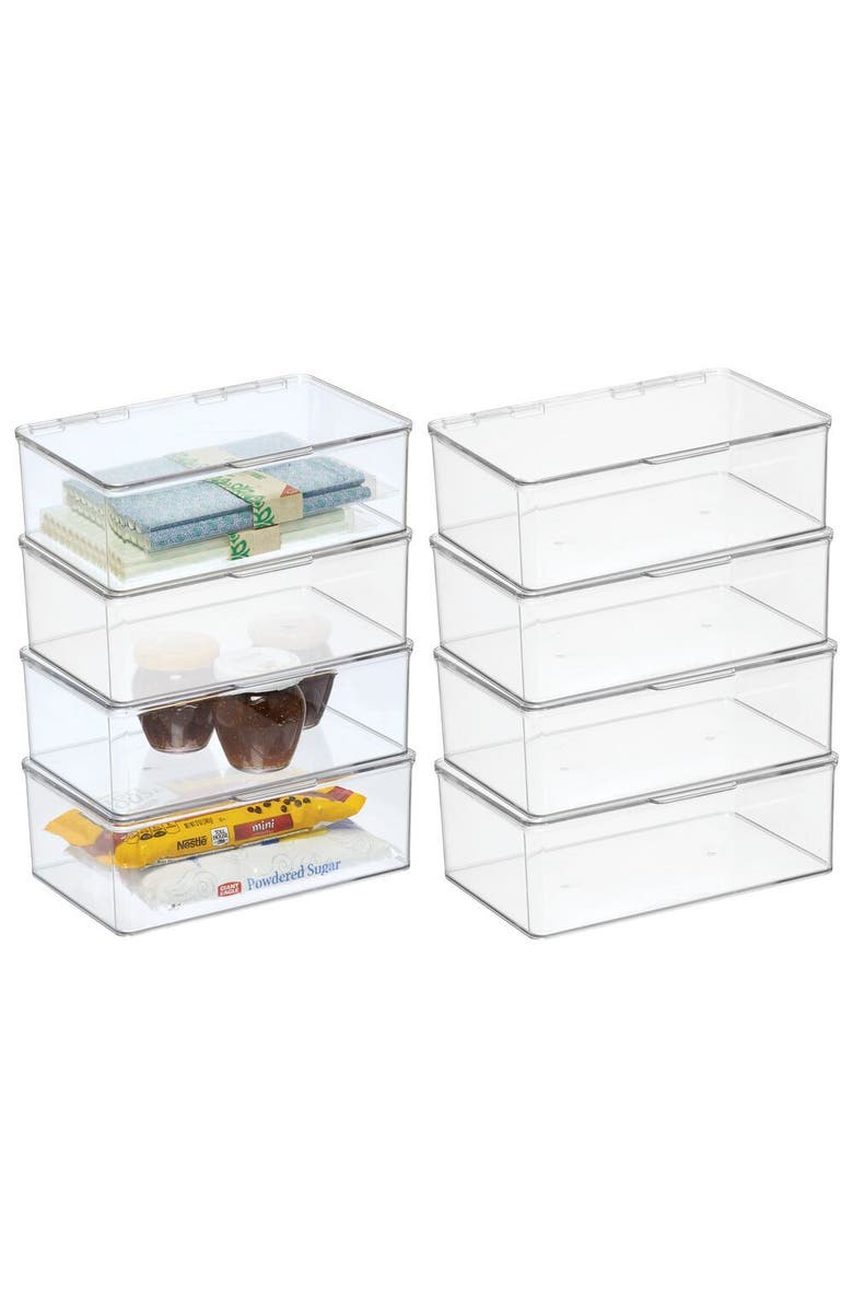 mDesign Kitchen Pantry/Fridge Storage Organizer Box - Hinged Lid, 8 Pack, Main, color, 