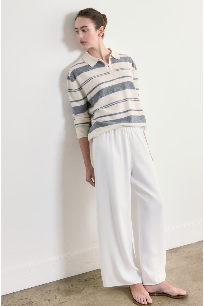 Lightweight Wool Polo, Alternate, color, White/Grey Stripe