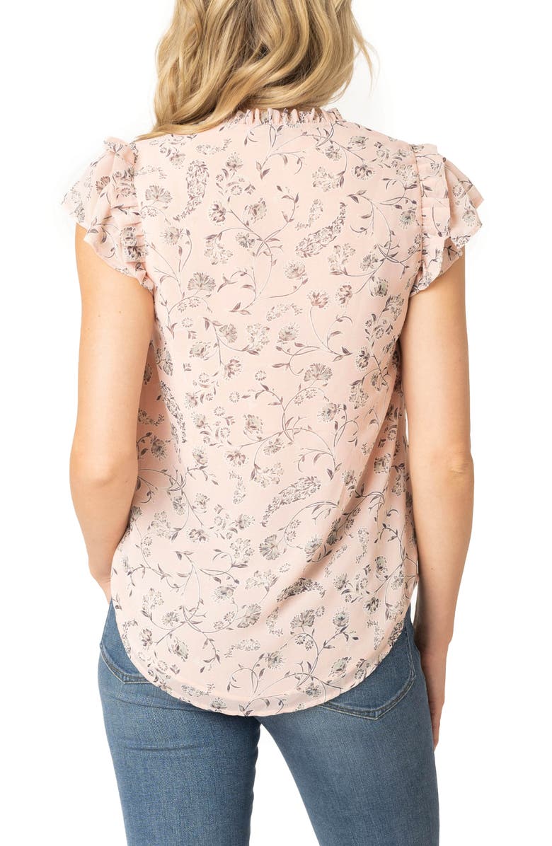 GIBSONLOOK Print Flutter Sleeve Top, Alternate, color, Pale Pink Bouquet