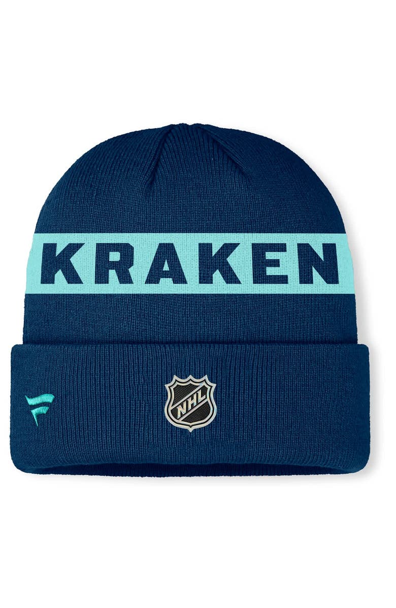 FANATICS Men's Fanatics Deep Sea Blue Seattle Kraken Authentic Pro Rink Cuffed Knit Hat, Alternate, color, Navy